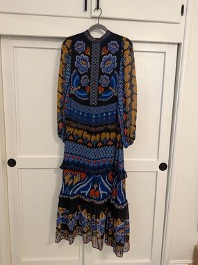 knee length dresses for ladies Farm Rio Floral Off The Shoulder Long Sleeve Maxi Dress in Black at Nordstrom, Size Medium main image 0
